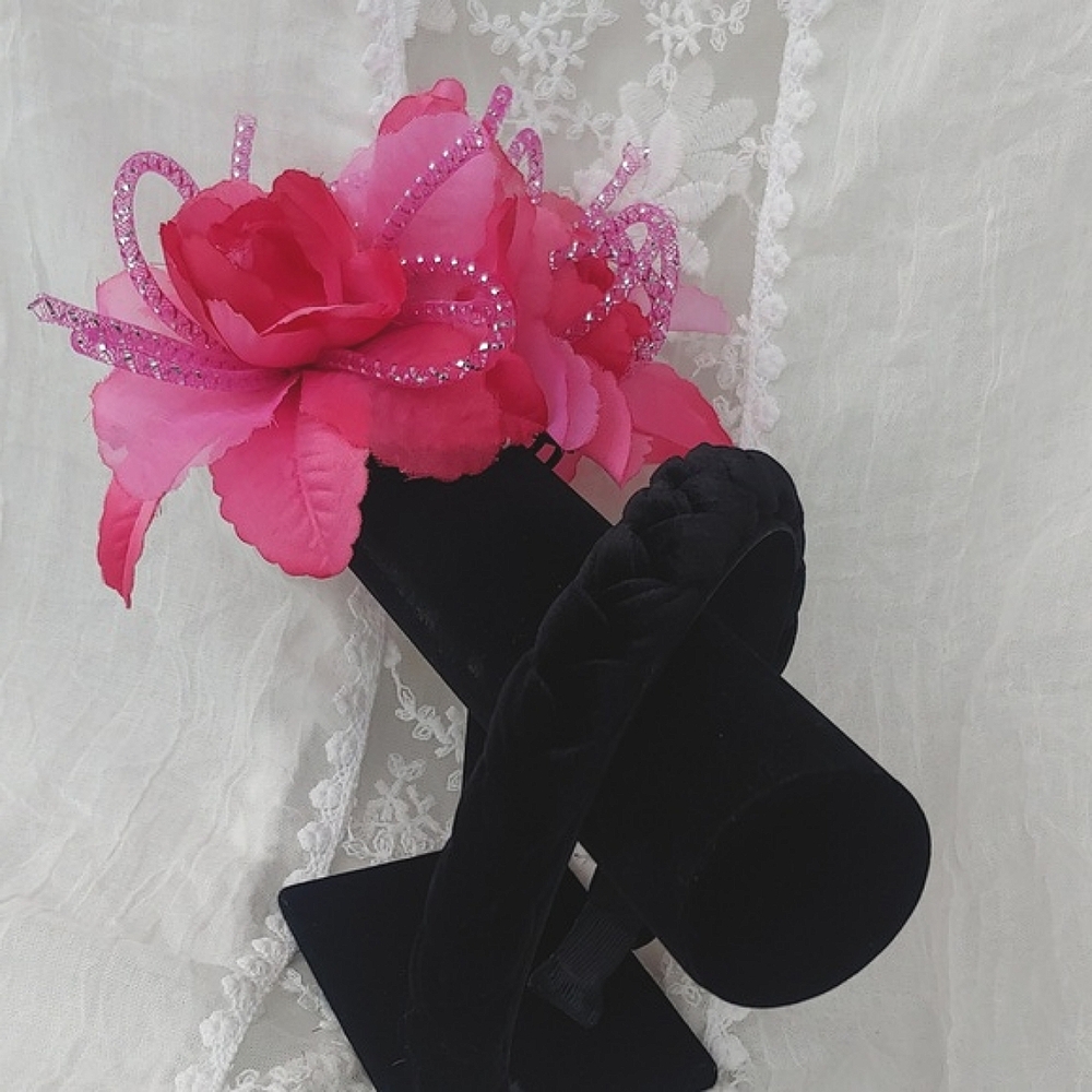 Hair Accessories 2 Piece Velvet Headband and Flower Clip